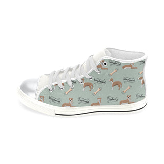 Greyhound Pattern White High Top Canvas Shoes for Kid - TeeAmazing