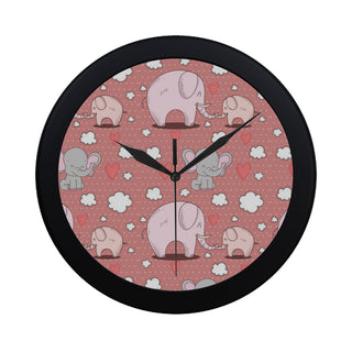 Elephant Pattern Black Circular Plastic Wall clock - TeeAmazing