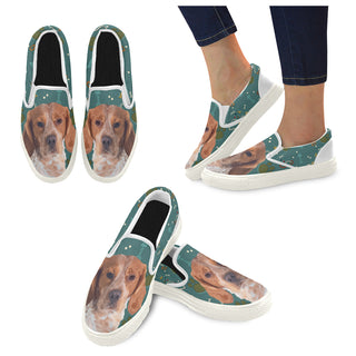 Brittany Spaniel Dog White Women's Slip-on Canvas Shoes - TeeAmazing