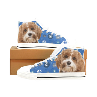 Cavapoo Dog White Men’s Classic High Top Canvas Shoes /Large Size - TeeAmazing