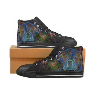 English Bulldog Glow Design 3 Black High Top Canvas Shoes for Kid - TeeAmazing