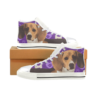 Beagle White High Top Canvas Women's Shoes/Large Size - TeeAmazing