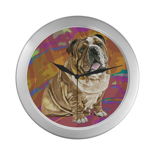 English Bulldog Water Colour No.2 Silver Color Wall Clock - TeeAmazing