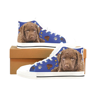 Chesapeake Bay Retriever Dog White Men’s Classic High Top Canvas Shoes /Large Size - TeeAmazing