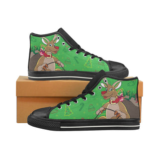 Reindeer Christmas Black High Top Canvas Women's Shoes/Large Size - TeeAmazing