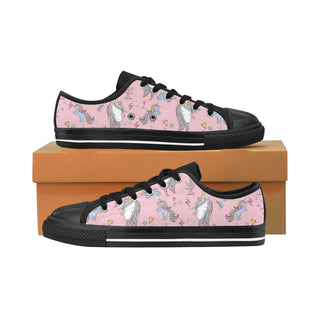 Unicorn Pattern V2 Black Men's Classic Canvas Shoes/Large Size - TeeAmazing