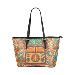 Hippie Van Leather Tote Bag/Small - TeeAmazing