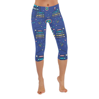 Marimba Pattern Low Rise Capri Leggings (Invisible Stitch) (Model L08) - TeeAmazing