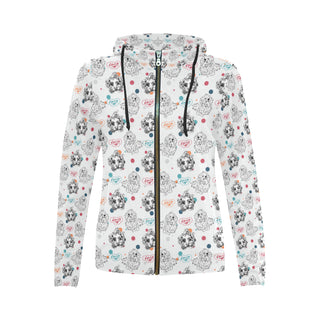 Maltese Pattern All Over Print Full Zip Hoodie for Women - TeeAmazing