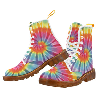 Tie Dye White Boots For Women - TeeAmazing