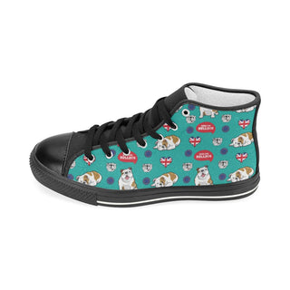 English Bulldog Black Women's Classic High Top Canvas Shoes - TeeAmazing