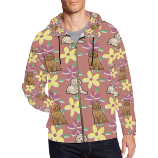 Labradoodle Flower All Over Print Full Zip Hoodie for Men (Model H14) - TeeAmazing