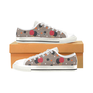 Ping Pong Pattern White Low Top Canvas Shoes for Kid - TeeAmazing