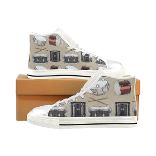 Drum Pattern White High Top Canvas Women's Shoes/Large Size - TeeAmazing