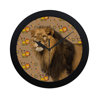 Lion Black Circular Plastic Wall clock - TeeAmazing