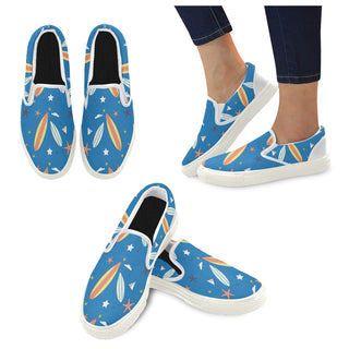 Surfing Pattern White Women's Slip-on Canvas Shoes - TeeAmazing