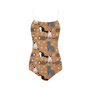 Cat Pattern Strap Swimsuit - TeeAmazing