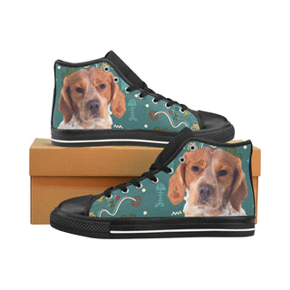 Brittany Spaniel Dog Black Men’s Classic High Top Canvas Shoes /Large Size - TeeAmazing