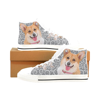 Corgi Lover White Men’s Classic High Top Canvas Shoes /Large Size - TeeAmazing