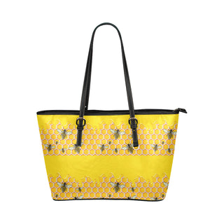 Bee Pattern Leather Tote Bag/Small - TeeAmazing