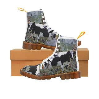 Cow White Boots For Men - TeeAmazing