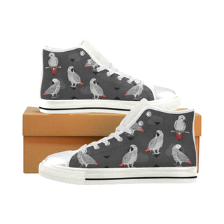 African Greys White High Top Canvas Women's Shoes/Large Size - TeeAmazing