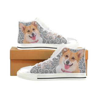 Corgi Lover White High Top Canvas Women's Shoes/Large Size - TeeAmazing