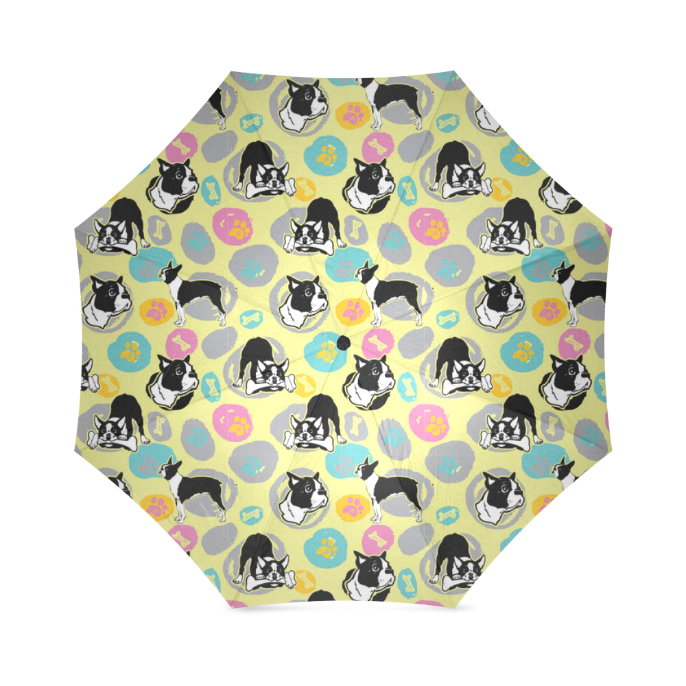 Boston Terrier Pattern Foldable Umbrella - TeeAmazing