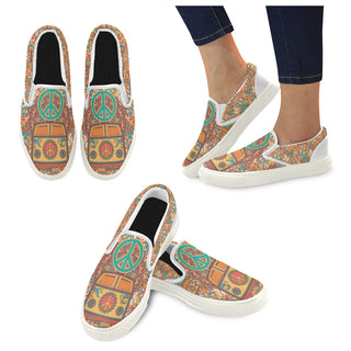 Hippie Van White Women's Slip-on Canvas Shoes - TeeAmazing