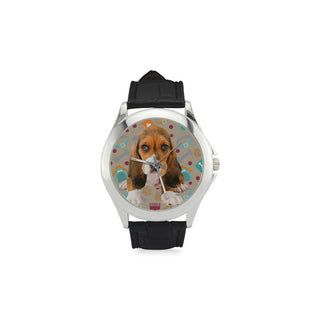 Basset Hound Women's Classic Leather Strap Watch - TeeAmazing