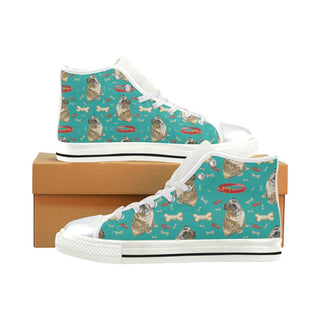 English Bulldog Water Colour Pattern No.1 White High Top Canvas Women's Shoes/Large Size - TeeAmazing