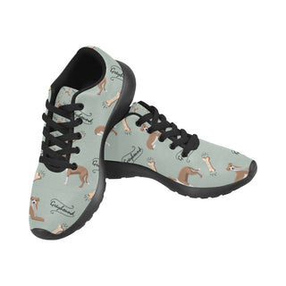 Greyhound Pattern Black Sneakers for Men - TeeAmazing
