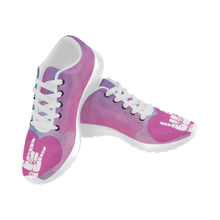 ASL Love Sign White Women’s Running Shoes (Model 020) - TeeAmazing