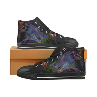 Greyhound Glow Design 2 Black High Top Canvas Women's Shoes/Large Size - TeeAmazing