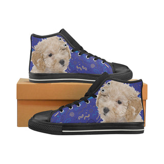 Poochon Dog Black Women's Classic High Top Canvas Shoes - TeeAmazing