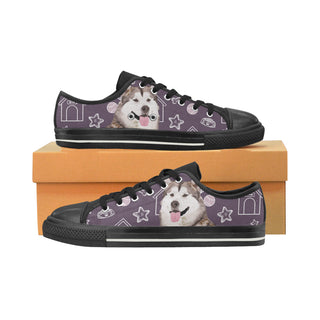 Alaskan Malamute Black Low Top Canvas Shoes for Kid - TeeAmazing