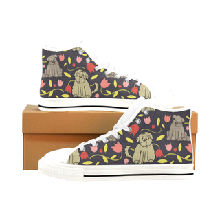 Tibetan Terrier Flower White Men’s Classic High Top Canvas Shoes /Large Size - TeeAmazing