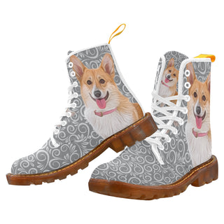 Corgi Lover White Boots For Men - TeeAmazing