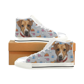 Jack Russell Terrier White High Top Canvas Women's Shoes/Large Size - TeeAmazing