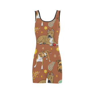 American Staffordshire Terrier Flower Classic One Piece Swimwear (Model S03) - TeeAmazing