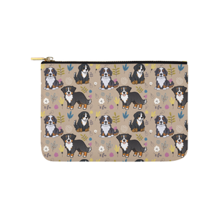 Bernese Mountain Flower Carry-All Pouch 9.5''x6'' - TeeAmazing