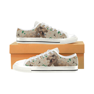 T-Rex White Low Top Canvas Shoes for Kid - TeeAmazing