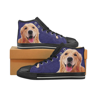 Golden Retriever Lover Black High Top Canvas Shoes for Kid - TeeAmazing