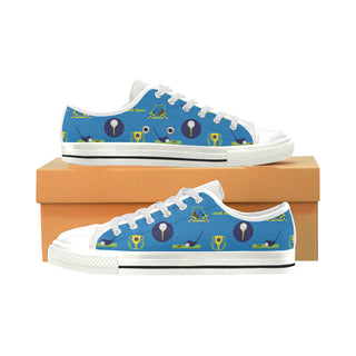 Golf Pattern White Low Top Canvas Shoes for Kid - TeeAmazing