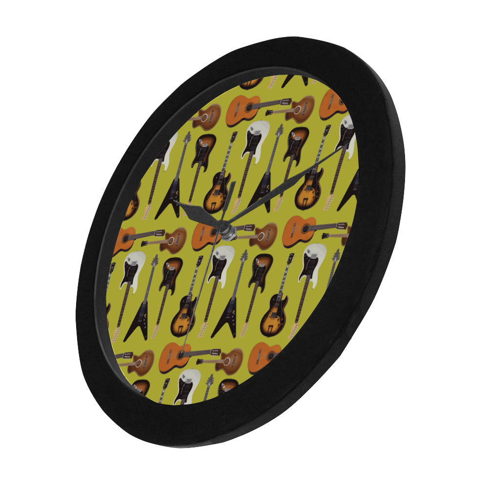 Guitar Pattern Black Circular Plastic Wall clock - TeeAmazing