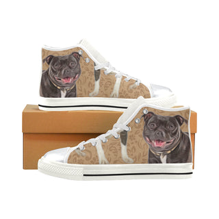 Staffordshire Bull Terrier Lover White High Top Canvas Shoes for Kid - TeeAmazing