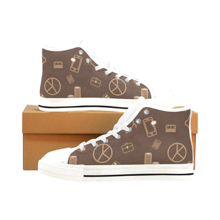 Accountant Pattern White Men’s Classic High Top Canvas Shoes /Large Size - TeeAmazing