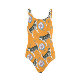 Alaskan Malamute Water Colour Pattern No.2 Vest One Piece Swimsuit - TeeAmazing