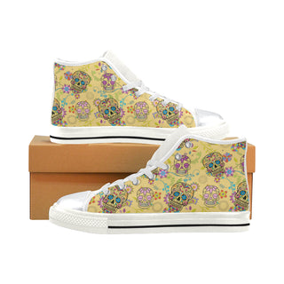 Sugar Skull White High Top Canvas Shoes for Kid - TeeAmazing