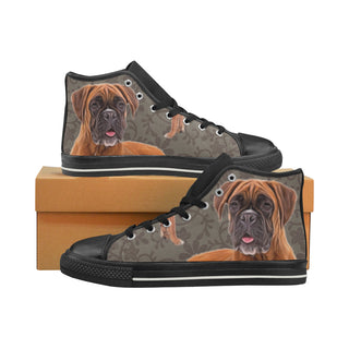 Boxer Lover Black Women's Classic High Top Canvas Shoes - TeeAmazing